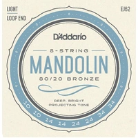 D'Addario EJ62 80/20 Bronze Mandolin Strings, Light 10 - 34  Set