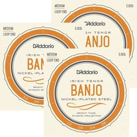 3 sets D'Addario EJ63i Nickel Irish Tuning Tenor Banjo Light Strings 12 - 36