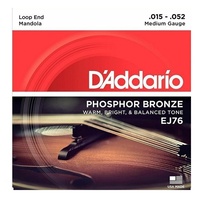 D'Addario EJ76 Phosphor Bronze Medium Mandola Strings 15 - 52 Loop Ends