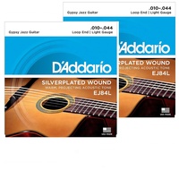 2 x D'Addario EJ84L Gypsy Jazz Acoustic Guitar Strings, Loop End, Light 10 - 44