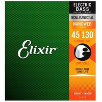 Elixir 14202 Nanoweb Light 5-String Electric Bass Guitar Strings  45-130