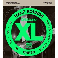 D'Addario ENR70 Half Round Semi Flat Bass Guitar Strings, Super Light 40 - 95