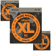 3 x D'Addario EPN110 Pure Nickel Electric Guitar Regular Light Strings 10 - 45