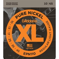D'Addario EPN110 Pure Nickel Electric Guitar Strings, Regular Light, 10 - 45