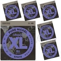 6 Sets D'Addario EPN115 Pure Nickel Electric Guitar Blues/Jazz Strings 11 - 48