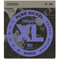 D'Addario EPN115 Pure Nickel Electric Guitar Strings, Blues/Jazz Rock, 11 - 48