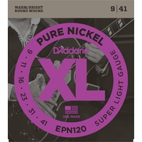 D'Addario EPN120 Pure Nickel Electric Guitar Strings, Super Light, 9 - 41