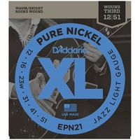 D'Addario EPN21 Pure Nickel Jazz Light Electric Guitar Strings 12 - 51