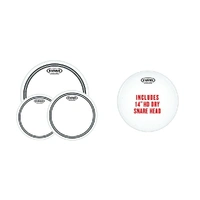 Evans EC2S Clear Fusion Pack (10", 12", 14") with 14" HD Dry Snare Batter