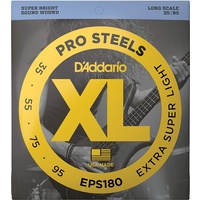 D'Addario EPS180 ProSteels Bass Guitar Strings Extra Super Light 35-95 Long Scal