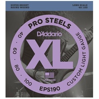 D'Addario EPS190 ProSteels Custom Light  Long Scale Bass Strings 40 - 100