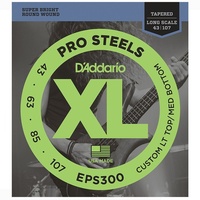 D'Addario EPS300 ProSteels Bass Guitar Strings Custom Light, 43-107, Long Scale 