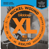 D'Addario ESXL110 Nickel Wound Electric Guitar Strings, Regular Light, Double Ball End, 10-46