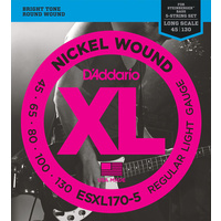 D'Addario ESXL170-5 Nickel Wound 5-String Bass Guitar Strings, Light, 45-130, Double Ball End, Long Scale