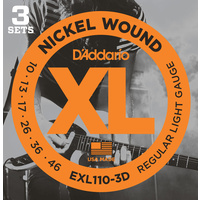 D'Addario EXL110 3 sets Nickel Wound Electric Guitar Strings, Regular Light, 10-46, 3 Sets
