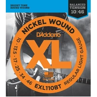 D'Addario EXL110BT Nickel Wound Electric Guitar Strings, Balanced Tension Regular Light, 10-46