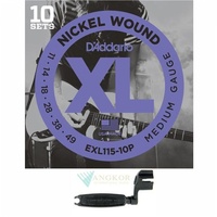 D'Addario EXL115 Electric Guitar Strings 10 Sets 11 - 49 + Ergonomic Peg Winder