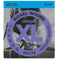 D'Addario EXL115 Medium Gauge Electric Guitar Strings   11 - 49 