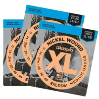 D'Addario EXL115W Wound 3rd Electric Guitar Strings 11 - 49 - 3 Sets