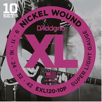 D'Addario EXL120-10P 10 Sets Nickel Wound Electric Guitar Strings, 9 - 42
