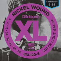 D'Addario EXL120-8 8-String Nickel Wound Electric Guitar Strings, 09 - 65