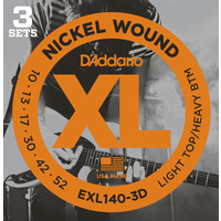 D'Addario EXL140-3D Nickel Wound Electric Guitar Strings,  10-52, 3 sets