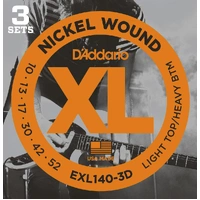 D'Addario EXL140-3D Nickel Wound Electric Guitar Strings,  10-52, 3 sets