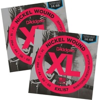 2 x D'Addario EXL157 Nickel Wound Medium Baritone Electric Guitar Strings 14-68