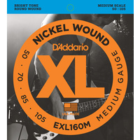 D'Addario EXL160M Nickel Wound Bass Guitar Strings, Medium, 50-105, Medium Scale