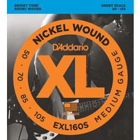 D'Addario EXL160S Nickel Wound Bass Guitar Strings Short Scale 50-105