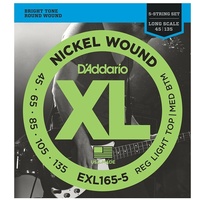D'Addario EXL165 5-String Nickel Wound Bass Guitar Strings Custom Light 45 - 135