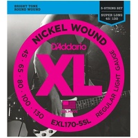 D'Addario EXL170-5SL 5-String Nickel Wound Bass Guitar Strings, Light Super Long