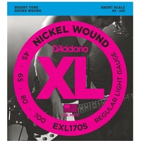 D'Addario EXL170S Nickel Wound Bass Guitar Strings, Light, 45-100, Short Scale