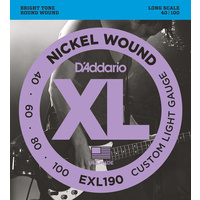 D'Addario EXL190 Nickel Wound Bass Guitar Strings, Custom Light, 40-100, Long Scale
