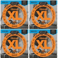 4 sets D'Addario EXP110 Coated Nickel Plated Steel Light Electric Strings 10 - 46
