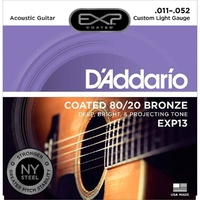 D'Addario EXP13 with NY Steel 80/20 Bronze Acoustic Guitar Strings,Coated 11 -52