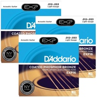 D'Addario EXP16 3 sets  Coated Phosphor Bronze Acoustic Guitar Strings 12 - 53