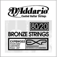 D'Addario EXP Coated 80/20 Bronze Acoustic Guitar Single String .022