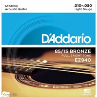 D'Addario EZ940 Great American Bronze 12-String Gauge 10 - 50 Acoustic Guitar 
