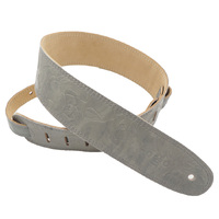 DSL FJ25 2.5" Wide Guitar Strap - Embossed Flower Grey