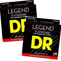 2 x DR Strings FL-11 Legend Super Light Flatwound Electric Guitar Strings 11-48