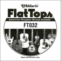 D'Addario FT032 Semi-Flat Phosphor Bronze Acoustic Guitar Single String, .032