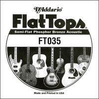 D'Addario FT035 Semi-Flat Phosphor Bronze Acoustic Guitar Single String, .035
