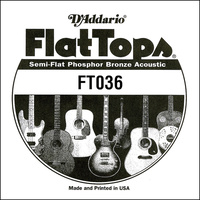 D'Addario FT036 Semi-Flat Phosphor Bronze Acoustic Guitar Single String, .036