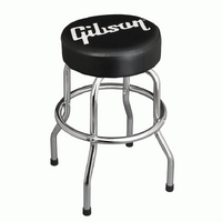 Gibson Branded Playing  Stool in Chrome with Black Padded Top - Swivel 24"