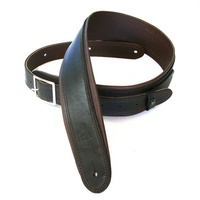 DSL Premium Garment Leather Guitar Strap 2.5" Rolled Edge Buckle Black/Brown