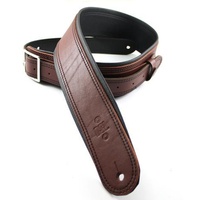 DSL Premium Leather Guitar Strap 2.5" Rolled Edge Buckle Marroon / Black