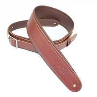 DSL Premium Garment Leather Guitar Strap 2.5" Rolled Edge Buckle Marroon / Brown