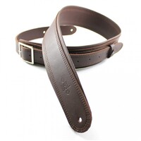 DSL Premium Leather Guitar Strap 2.5" Rolled Edge Buckle Brown / Brown