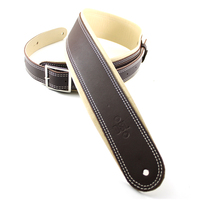 DSL 2.5 inches Rolled Edge Leather Guitar Strap Buckle Saddle Brown/Beige